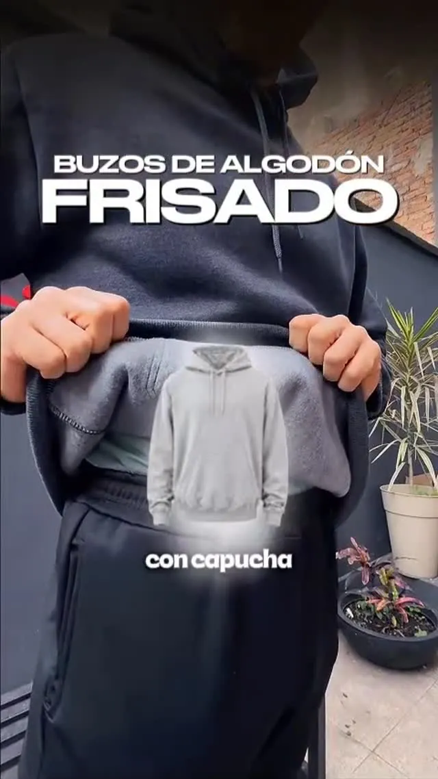 Buzo de algodón frisado con capucha en color gris para estampar